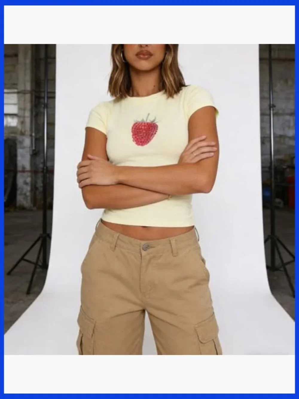 Y2k Graphic Crop Tee Short Sleeve Going Out Top - Picture 4 of 7